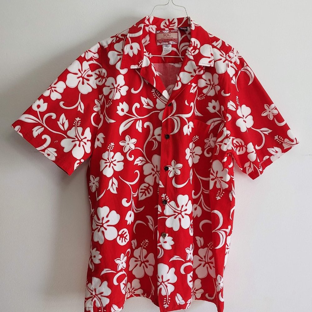 RJC Men's Button up short sleeve Hawaiian shirt, Size XL